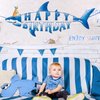 WERNNSAI Shark Happy Birthday Banner - Shark Party Decorations for Kids Boys Pre-strung Shark Birthday Banner Ocean Theme Party Supplies Beach Under The Sea Theme Party Hanging Wall Decor