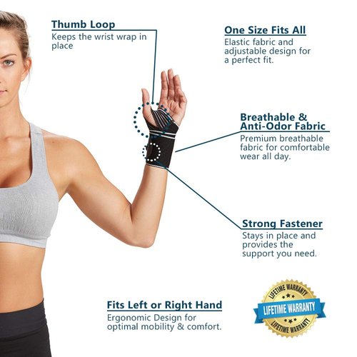 ComfiLife Wrist Brace – Adjustable Compression Wrist Support Wrap – Carpal Tunnel Wrist Brace – Wrist Wraps for Minor Sprains, Workout, Weightlifting, Sleeping, Tendonitis, Arthritis – Fits Both Hands