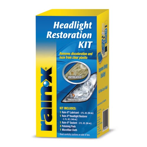 Rain-X 800001809 Headlight Restoration Kit - Cleans and Restores Headlights By Removing Haze and Discoloration Due to Oxidation