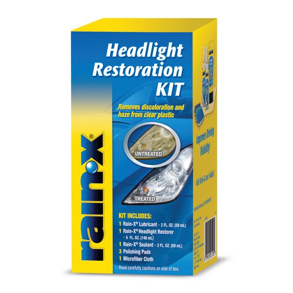 Rain-X 800001809 Headlight Restoration Kit - Cleans and Restores Headlights By Removing Haze and Discoloration Due to Oxidation