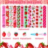 Blosssound 170 Pcs Strawberry Party Favors Set Strawberry Pendant Necklace Hair Rope Gripping Clips Bracelets Keychains Pinch Ball Stickers for Girls Baby Shower Birthday Party Decorations Supplies