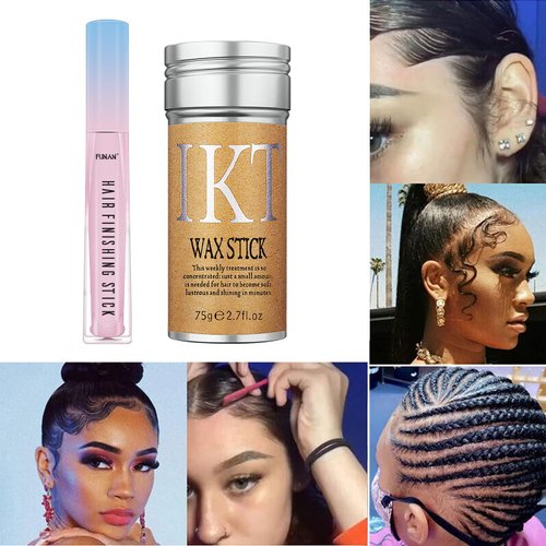 PasaRose 2 Pcs Hair Wax Stick,Hair Finishing Stick for Edge Control,Wax Stick for Flyaway,Edge Frizz Baby Hairs Control,Slick Back Hair,Not-Greasy