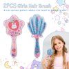 2Pcs Girls Wet Hair Brush, Cute Detangler Brush, Kids Wet-Brush No Pain Soft for All Hair Types Hair Curly Through Tangles Boys Hair Brush(Rabbit & Shell Pattern, with 10Pcs Cartoon Hair Ties)