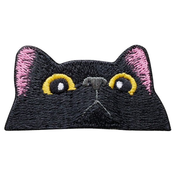 pipomama Black Cat Face Iron On Patches for Clothing Embroidered Applique Patch Badge Sew On Cry Cat Emblem DIY Craft (Cute Cat)