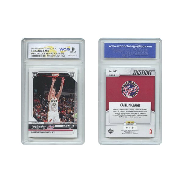 2024 Panini Caitlin Clark RC Record for 3-Pointers #186 Rookie Card - Graded GEM Mint 10