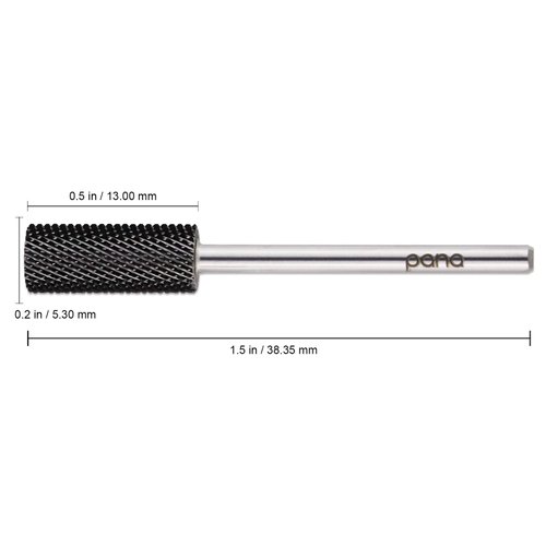 PANA Flat Top Small Barrel 3/32" Shank Size - (DLC Black, Fine Grit) - Fast remove Acrylic or Hard Gel Nail Drill Bit for Manicure Pedicure Salon Professional or Beginner