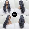 Yinuozhogntian YNZT-Female Long Wave Synthetic Lace Front Wigs for Daily Cosplay Party Use (TA-Gray)