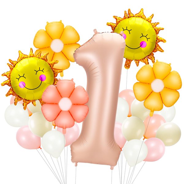 Auidy_6TXD 26Pcs First Trip Around The Sun Birthday, First Birthday Decorations for Girl, First Trip Around The Sun Balloons for Sun Theme First Birthday Party Supplies