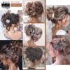 LEOSA Messy Bun Hair Piece Faux Hair Bun Claw Clip Curly Wavy Hair Buns Tousled Updo Hair Buns Extensions Scrunchie Long Beard Clip Claw in Bun Hair pieces for Women(24M/613#)