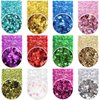 Holographic Chunky Glitter Sequins 12 Colors Mixed Laser Cosmetic Glitter for Face Body Eye Hair Nail Art Lip Gloss, Festival Glitter Makeup with Different Hexagons Size (Metallic Mix)