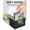 ZLCA Card Deck Box for Trading Cards, MTG Commander Deck Box Holds 120+ Single Sleeved Cards, Leather Magnetic Card Storage Box Fits for TCG CCG Magic Cards (Black&Green)