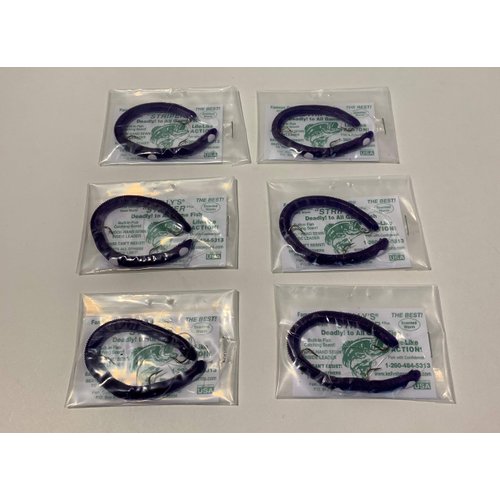 Striper Kellys Anise Scented Purple White Worms for Fish 6 Pack Bundle Pre Rigged Bass Worms 6 Total Licorice Smelling Fishing Worms