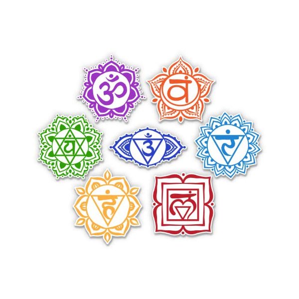 Seven Chakras - 5" Each Vinyl Stickers - for Car Laptop I-Pad - Waterproof Decals