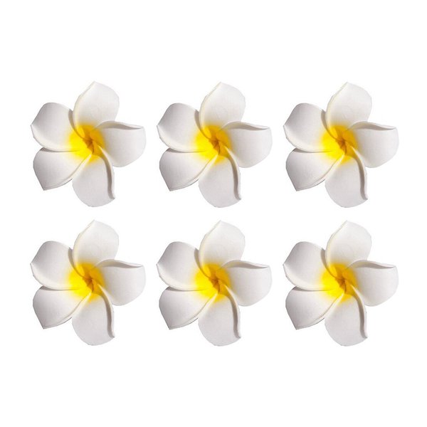 12PCS Diameter 2.36inch Hawaiian Hawaii Plumeria Foam Flower Alligator Hair Clips Hair Clasp Hair Holder Barrettes Hair Pins For Women Lady Girls (Yellow)