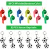 134 Pcs Soccer Party Favors Set Soccer Theme Party Soccer Gift Bags Soccer Silicone Ring Soccer Keychain Silicone Bracelet Whistle Stickers Tattoo Stickers Clap Bracelet for Soccer Themed Party