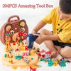 Gocikiko Magic Montessori Play Toolbox,Magic Montessori Play Toolbox Bear with Drill,2024 New 204 Pcs Creative Mosaic Puzzle Toy with Electric Drill Screw Tool Set,3D Creativity Kit Toy for Kids
