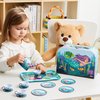 JOYIN Mermaid Tea Party Set for Little Girls, Pretend Tin Teapot Set, Princess Tea Time Play Kitchen Toy with Cups, Plates and Carrying Case for Birthday Easter Gifts Kids Toddlers Age 3 4 5 6