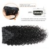 Water Wave Clip in Human Hair Extensions 30 Inch Natural Curly Wave Brazilian Human Hair Seamless Clip Ins Extensions for Black Women Thick End Double Weft 120g