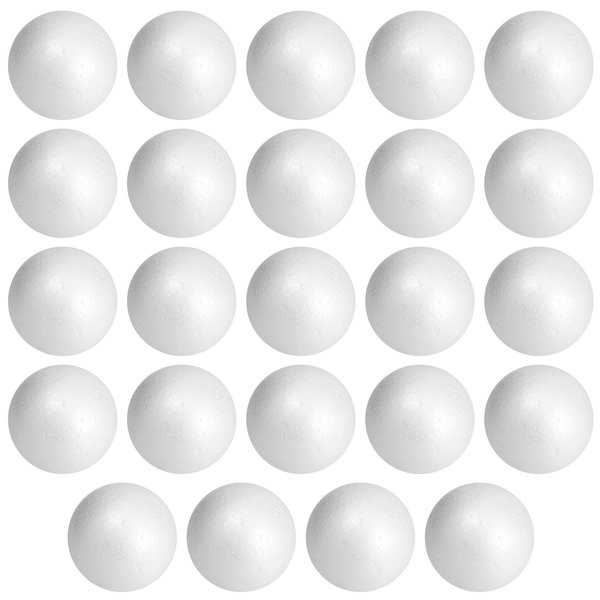 Juvale 24 Pack 3 Inch Foam Balls for Crafts, Smooth Polystyrene Spheres for DIY Decorations, Classroom Projects