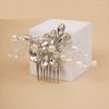 Jumwrit Silver Bridal Hair Comb Pearl Rhinestone Hair Comb Wedding Headpiece for Bride Bridesmaid Crystal Hair Accessories