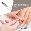 Nail Clipper Collapsible Travel Nail Scissors Cutter Ultra-Thin Hand Toe Nail Clipper with Keychain and Nail File for Toenail Fingernail Travel Design