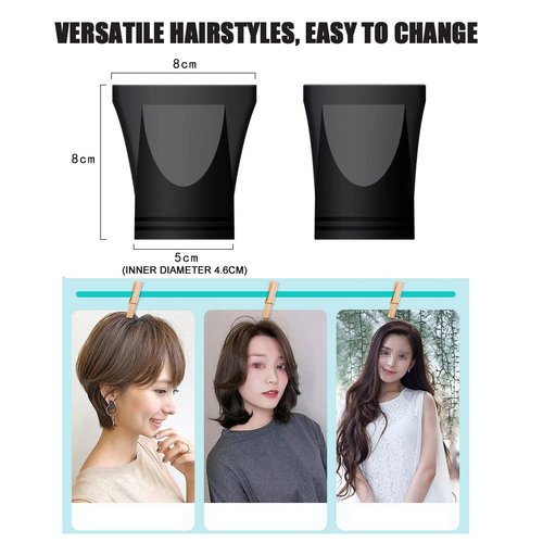 2 PCS Plastic Salon Hair Dryer Nozzle Replacement Blow Flat Hairdressing Styling Tool Diameter 4.5cm and 4.6cm Black