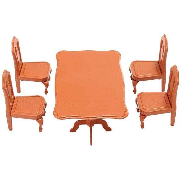 Zerodeko Dollhouse Mini Dining Table and Chairs Set, 1:12 Scale Plastic Dollhouse Furniture Table and Chair Mini Furniture Accessories for Dollhouse Decor