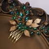 BERYUAN Gold Hair Accessories Green Hair Accessories Emerald Hair Accessories Emerald Green Hair Accessories Decorative Hair Combs Bridal Hair Comb Wedding headpiece for Bride