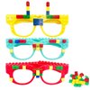 Hxezoc 12 Pcs DIY Building Bricks Glasses Building Blocks Games for Kids Creative Building Block Birthday Party Favors, Carnival Party Games Supplies