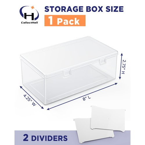 CollectHall Plastic Top loaders Storage Case with Dividers, Sports Card Storage Box for Baseball Cards, Trading Card Storage Box with Dividers- 1 Pcs