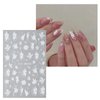 JMEOWIO 6 Sheets 3D Embossed Flower White Nail Art Stickers Decals Self-Adhesive Pegatinas Uñas 5D Spring Summer Floral Nail Supplies Nail Art Design Decoration Accessories