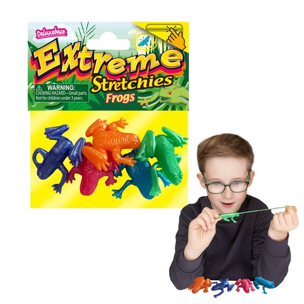 Extreme Stretchies - Frog from Deluxebase. Pack of 5 Small Reptile Animal Stretchy Toys. Perfect for Kids, Great Party Favors and Pinata Stuffers