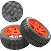 ShareGoo OD 4.52" 1/8 RC Buggy Rubber Tires Tyre w/ 5 Spoke Plastic Rim 17mm Hex Compatible with Arrma Kyosho Exceed RC Traxxas Redcat HSP HPI 1/8 Scale Off Road Car Buggy (Red)
