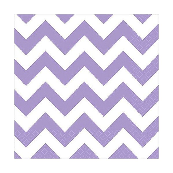 Party Perfect Disposable Chevron Print Beverage Napkins Tableware, Lavender, Paper , 5" x 5", Pack of 16