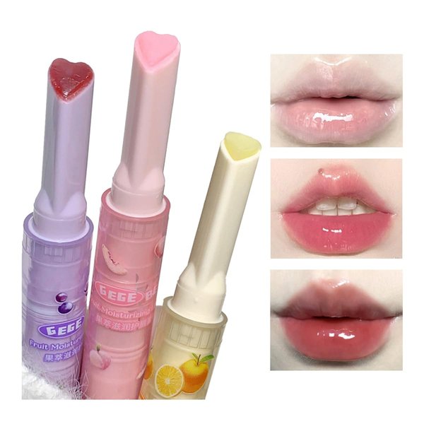 Blopuivo Jelly Lipstick Tinted Lip Gloss Heart Lip Glaze, 3 Colors Lipstick Long Lasting Moisturizing Tinted Lipgloss,Non-sticky,High Pigmented Glossy Lip Gloss