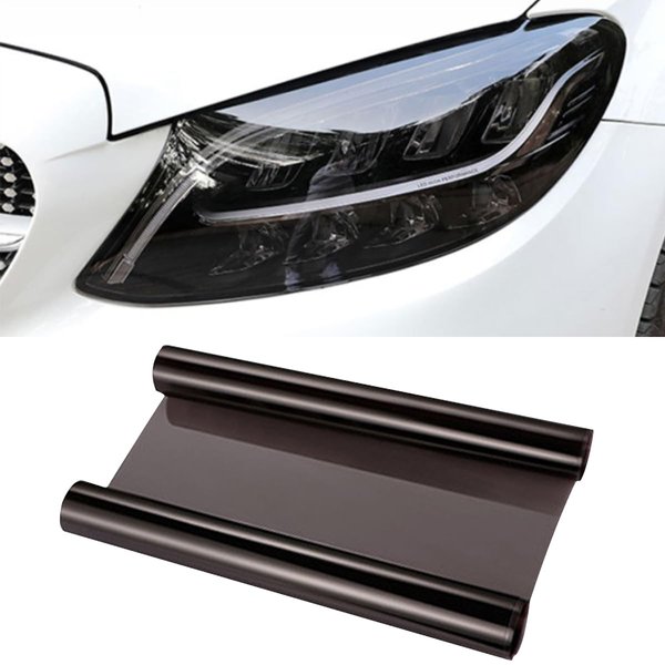 11.88×48 Inches Car Light Self-Adhesive Tint Film Brake Light Headlight Tail Light Fog Light Car Vinyl Wrap Protector Film Auto Modification Cover for Cars, Trucks, SUVs