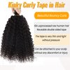 Tape in Hair Extensions Kinky Curly Remy Human Hair Extensions 14 inch 50g 20pcs 3C Curly Hair Extensions Tape ins Double Sided Seamless Adhesive Glue in Real Natural Hair Extensions for Black Women