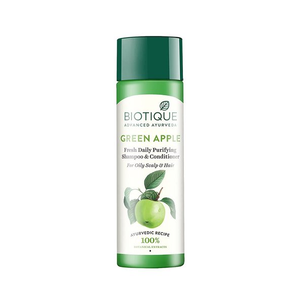 Biotique Bio Green Apple Fresh Daily Purifying Shampoo and Conditioner For Oily Scalp & Hair, 190 ml/5.07 Oz.