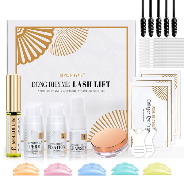 Lash Lift Kit, DONG RHYME Brow Lamination Eyelash Perm Kit with Lash Lift Glue Balm, Professional Instant Lash Lift Extensions, Semi-Permanent Lash Lifting Curling Perming Wave, DIY at Home