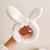 Hofar Cute Bear Face Wash Headband Hairband with Bear Ears Coral Fleece Cartoon Cute Creative Hair Accessories (Rabbit-White)