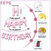 Light Pink Happy Birthday Balloons Banner,16 Inch Mylar Foil Letters Set,Inflatable Reusable Party Decor,for Women,Men,Kids Boys & Girls Birthday Decorations Party Supplies