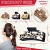 yesaior 6Pcs Baseball Hair Claw Clips, 4" and 2" Wooden Chip Printed Claw Clip Medium Non-slip Square Claw Hair Clips Cute Big Sports Hair Accessories for Women Girls Thick & Thin Hair