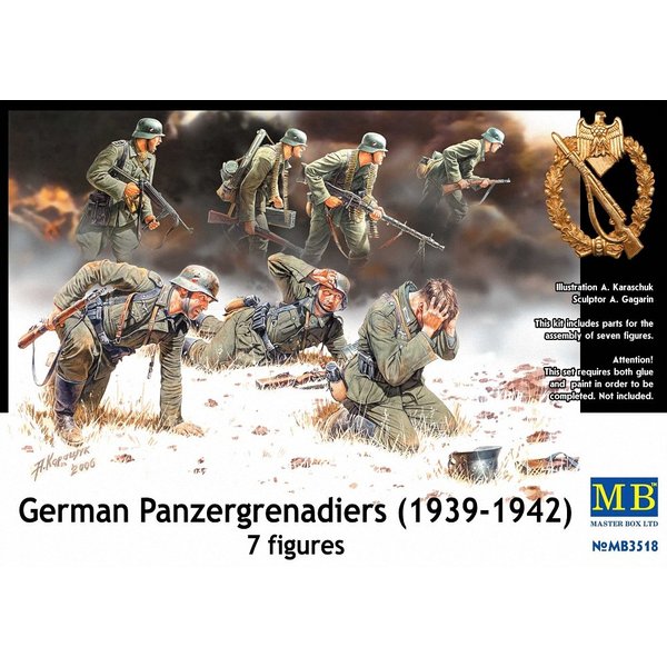 Master Box German PzGrenadiers Set #2 1939-42 (7) Figure Model Building Kits (1:35 Scale)