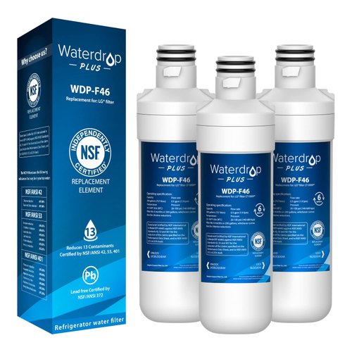 Waterdrop Plus WDP-F46 Replacement for LG® LT1000P®, ADQ747935, LT1000PC, ADQ74793501, Kenmore 46-9980, LFXC24796S, LSFXC2496D Refrigerator Water Filter (Package May Vary)