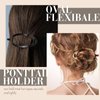 3 Pieces French Hair Barrette Clip Oval French Clips for Hair Flexible Ponytail Holder Plain Strong Grip Closure Barrettes Styling No Metal Hair Accessories for Women Girls, 3 Colors