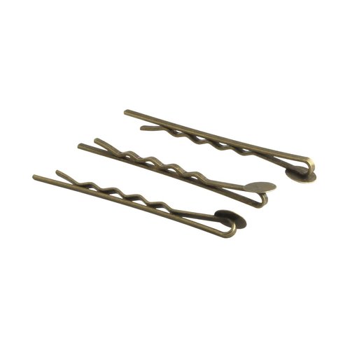 MAHAVIMOKSA 55mm Bobby Pins Hair Clips with Glue On Flat Pads for DIY Craft (Antique Bronze-100pcs)