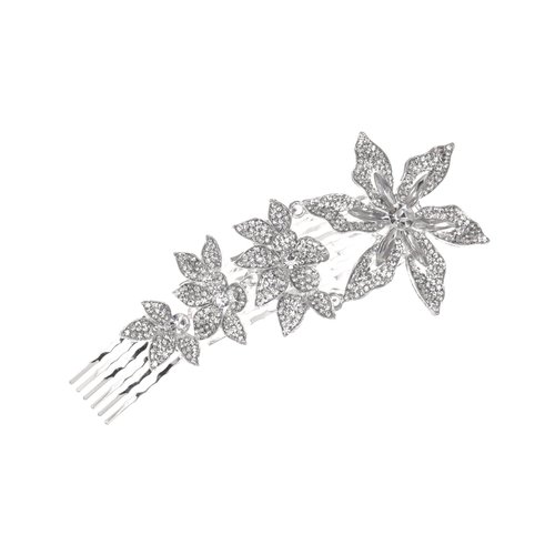 SAMKY Wedding Floral Rhinestones Crystal Prom Bridal Hair Comb Tiara T1083