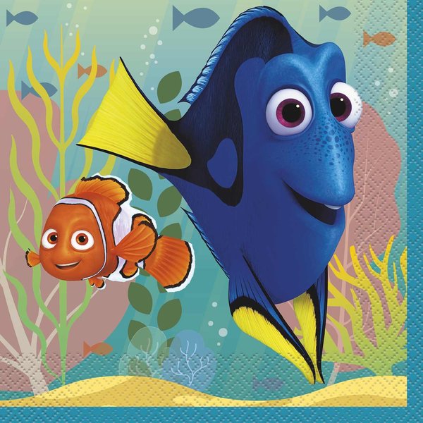 Unique Finding Dory Party Luncheon Napkins 6.5", 16 Ct, Multicolor