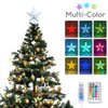 Christmas Tree Topper Star 7" LED Lighted Star Tree Top w/Remote Control, 5-Point Star RGB Night Light Treetop, Small Xmas Tree Decor for Christmas, USB Plug in/Wire 9.84Ft