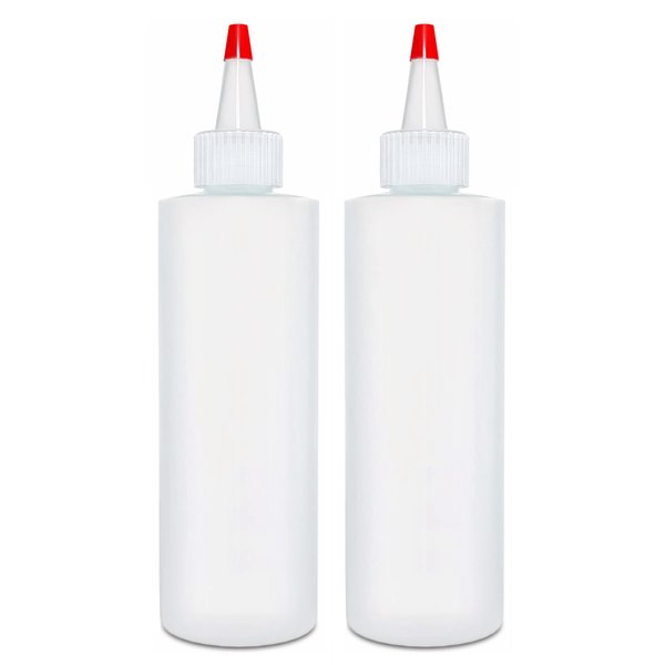 Condiment Squeeze Bottles, 8 OZ Empty Squirt Bottle, Red Top Cap, Leak Proof - for Ketchup, Mustard, Syrup, Sauces, Dressing, Oil, Arts & Crafts, BPA FREE Plastic - Perfect for Kitchen - 2 PACK